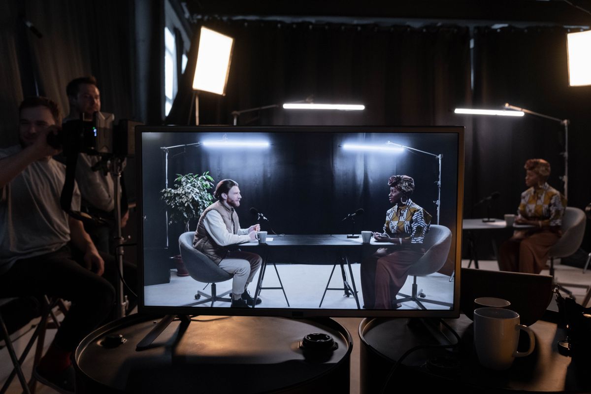 Television studio interview